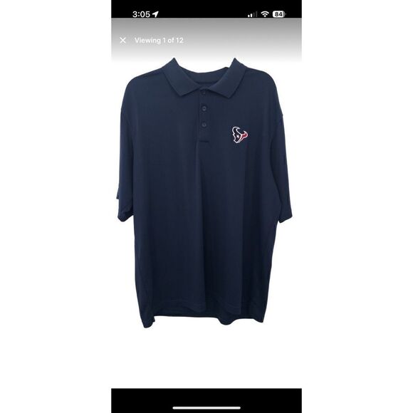 Houston Texans Polo Shirt Antigua Men's Large Blue Short Sleeve - Picture 3 of 14